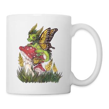 Forest Dragon on Toadstool Cute Butterfly - Mug - white - Right