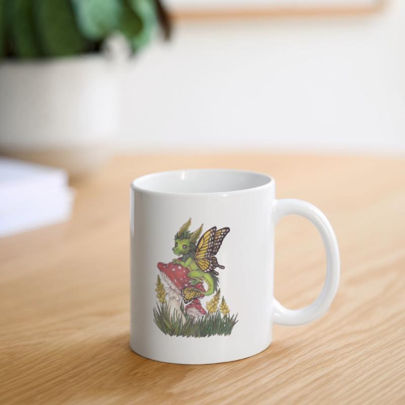 Forest Dragon on Toadstool Cute Butterfly Mug