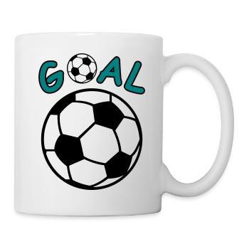 Fussball mit Goal Schriftzug - Tasse - Weiß - Rechts
