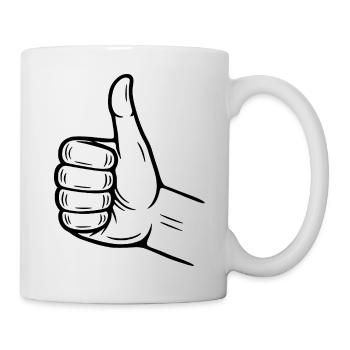 Signe de la main du pouce levé – symbole du pouce levé - Mug blanc - blanc - Droite