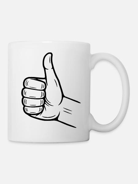 Signe de la main du pouce levé – symbole du pouce levé - Mug blanc - blanc