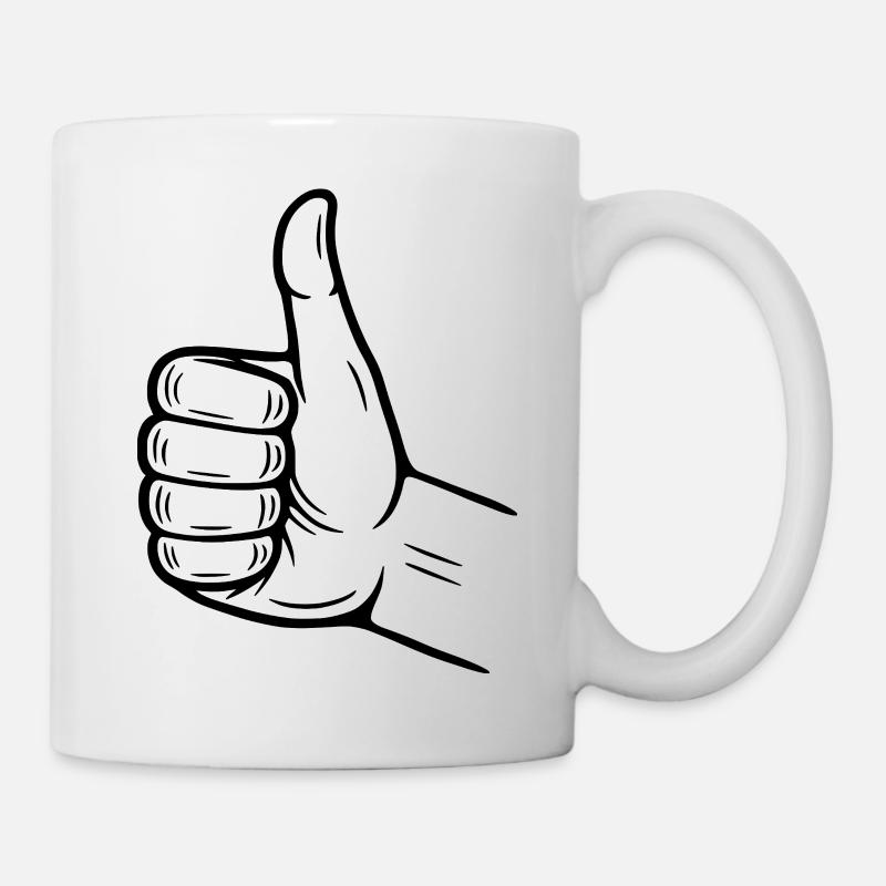 Daumen Hoch Handzeichen – Thumbs Up Symbol - Tasse - Weiß