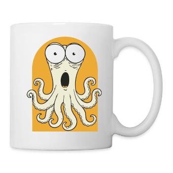 Überraschter Oktopus auf Orange - Tasse - Weiß - Rechts
