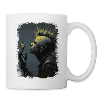 Punk rocker watches butterfly - Mug - white - Right