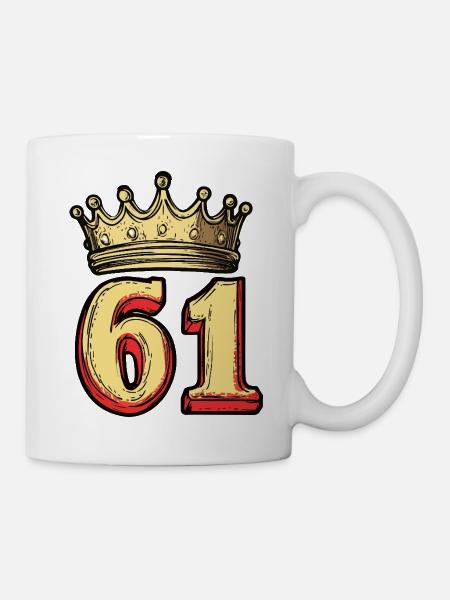 61 Zahl Krone - Tasse - Weiß