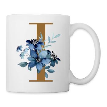 Floral I – Golden Letter with Flowers - Mug - white - Right