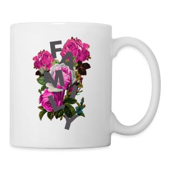 Florale Familienmonogramm Collage - Tasse - Weiß - Rechts