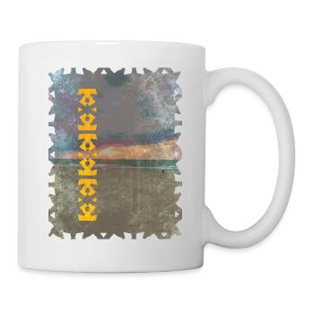 Motif totem jaune sur la plage - Mug blanc - blanc - Droite