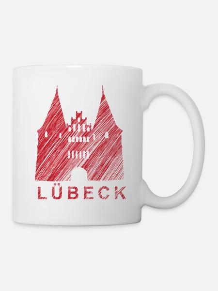 Lübeck Holstentor – Urban Sketch Design - Tasse - Weiß