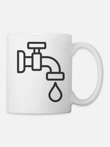 Plumbing Water Tap With Droplet Icon - Mug - white