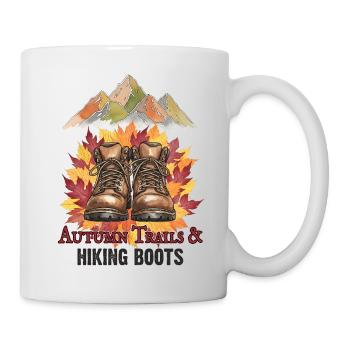 Autumn Trails & Hiking Boots Herbst Wandern Berge - Mug - white - Right