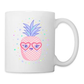 Rosa Ananas Herzbrille Kawaii - Tasse - Weiß - Rechts