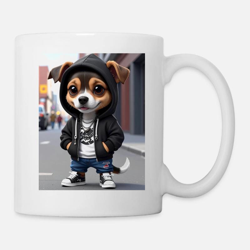 Street Pup Kapuzenpullover - Tasse - Weiß