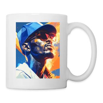 Geometric Neon Portrait Baseball Player - Mug - white - Right