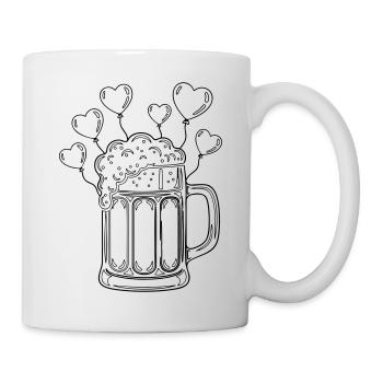 Chope à bière avec ballons en forme de cœur – motif Bayern Linien - Mug blanc - blanc - Droite