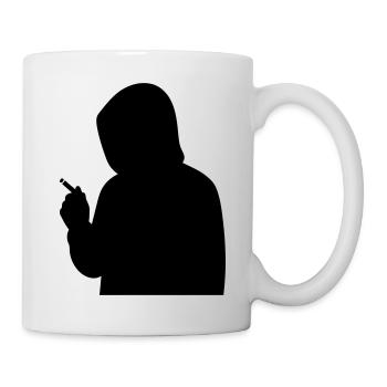 Silhouette mit Hoodie und Zigarette - Tasse - Weiß - Rechts