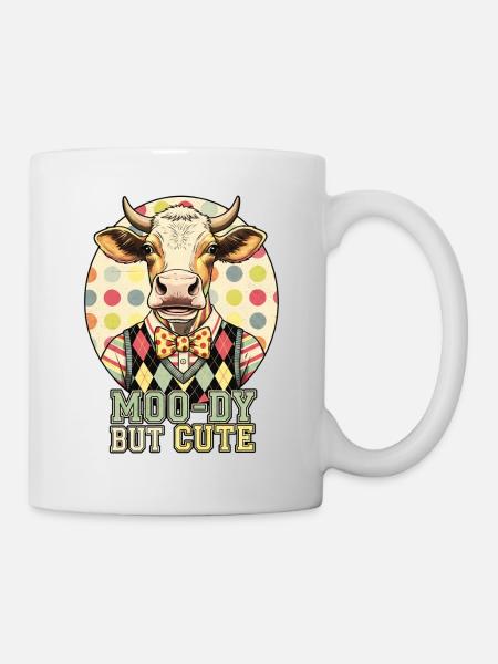 Moo-Dy But Cute Cow - Mug - white