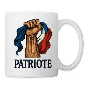 Patriot raised fist and French flag - Mug - white - Right