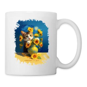 🌻😻 Le chat de Vincent parmi les tournesols – peinture - Mug blanc - blanc - Droite