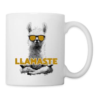 Llamaste – Yoga Lama mit Sonnenbrille - Tasse - Weiß - Rechts
