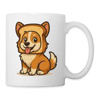 Cute Dog with Bread Face Design - Tasse - Weiß - Rechts