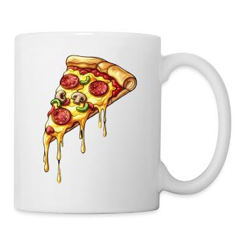 Pizza Slice Cartoon – Schmelzkäse und Salami - Tasse - Weiß - Rechts