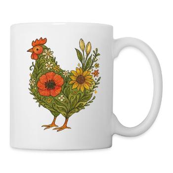 Floral Hen Garden Art Chick - Mug - white - Right