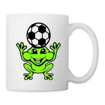 Frosch Fußball Kopfball Köpfer Ball Spielen Kröte - Tasse - Weiß - Rechts