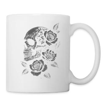 Gothique Rose Crâne Rock Graphique - Mug blanc - blanc - Droite