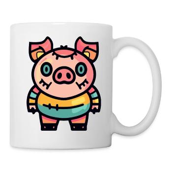 Schwein Halloween Zombie - Tasse - Weiß - Rechts