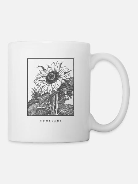 Sonnenblumenrahmen Homeland - Tasse - Weiß
