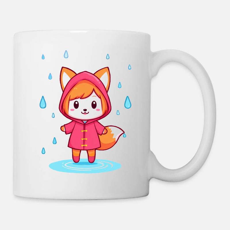 Lille chibi ræv i regnfrakke - Kop/krus - hvid