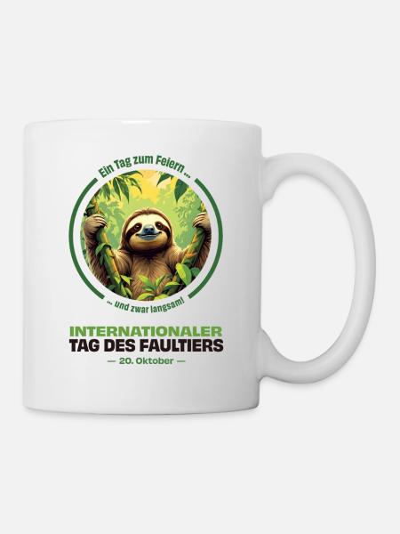 20. Oktober – Internationaler Tag des Faultiers - Tasse - Weiß