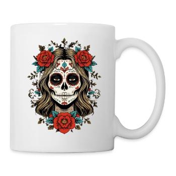 Sugar Skull Femme with Roses - Mug - white - Right