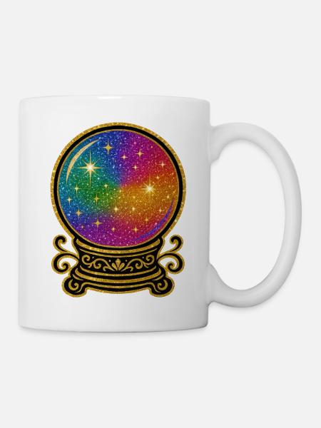 Regenbogen Kristallkugel Glamour | Glaskugel - Tasse - Weiß