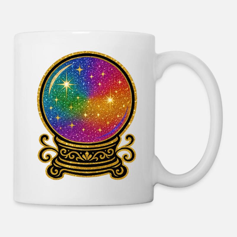 Regenbogen Kristallkugel Glamour | Glaskugel - Tasse - Weiß