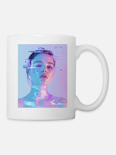 Irisierende Glitch Frau - Tasse - Weiß
