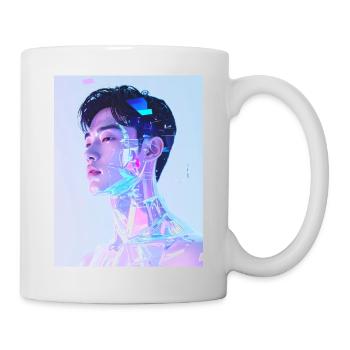 Holographisches Neon-Porträt - Tasse - Weiß - Rechts