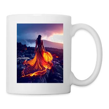Feuerähnliches Kleid auf Lavafeld - Tasse - Weiß - Rechts