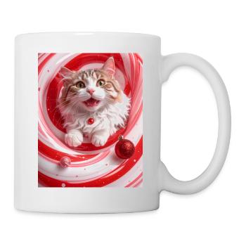 Christmas Cat in Red Peppermint Swirl - Mug - white - Right