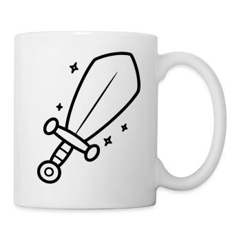 Minimalistisches Schwert Ritter Fantasy Line Art - Tasse - Weiß - Rechts