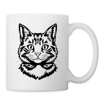 Cat Black Black Cat Cat Head - Mug - white - Right