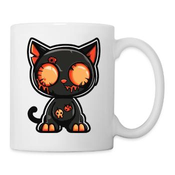 Katze Halloween Lustig Comic - Tasse - Weiß - Rechts