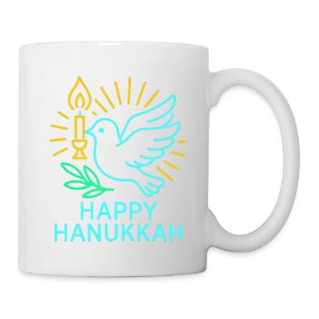 Happy Hanukkah Pigeon Dove of Peace Neon - Mug - white - Right