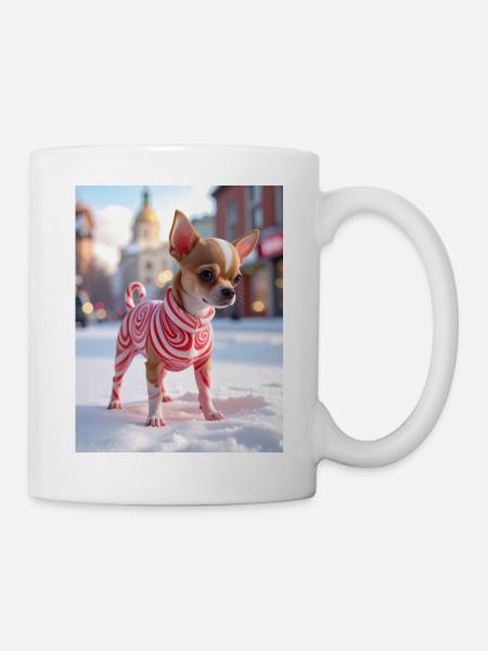 Chihuahua im roten Wirbelpullover - Tasse - Weiß