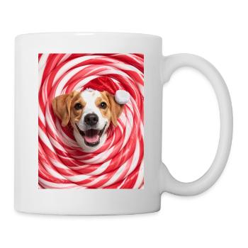 Weihnachtshund unter den Süßigkeiten - Tasse - Weiß - Rechts