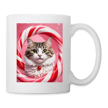 Christmas Cat in Candy Ring Design - Mug - white - Right
