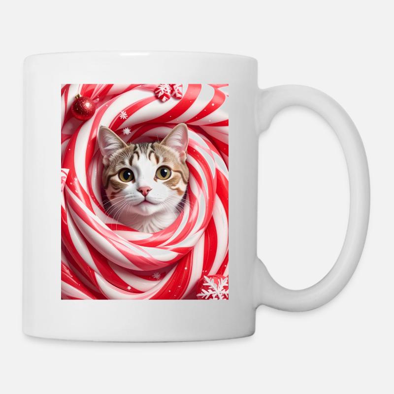 Christmas cat in Peppermint candy - Mug - white