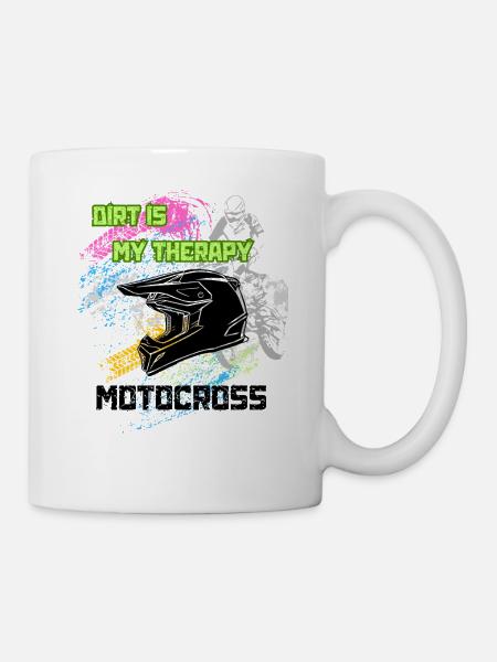 Motocross Helm - Tasse - Weiß