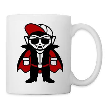 Dessin animé de vampire cool avec lunettes de soleil et casquette - Mug blanc - blanc - Droite